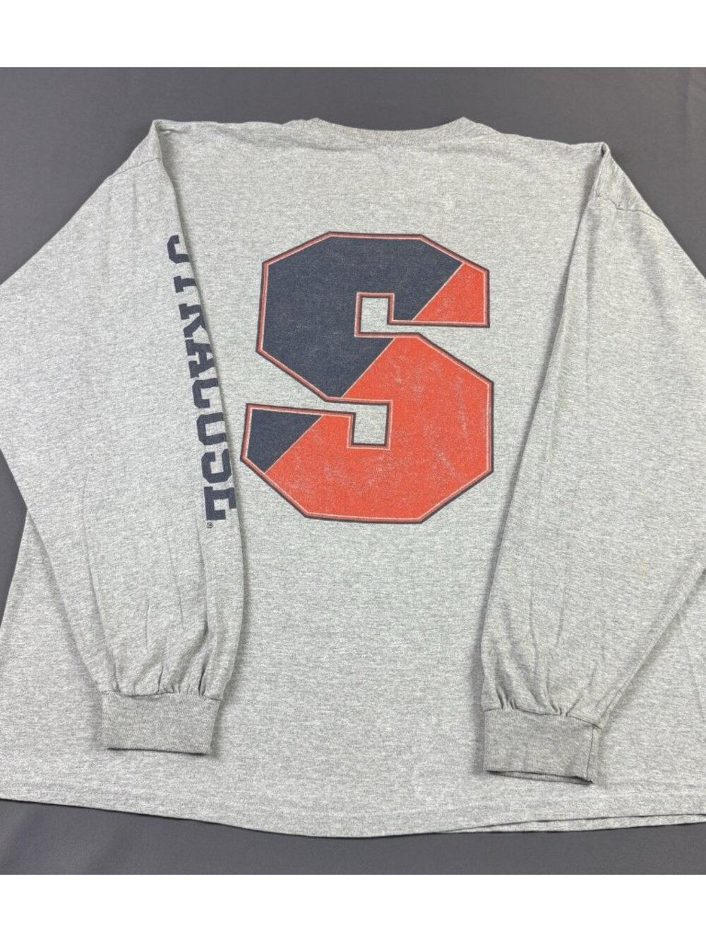 Rare Vintage Y2K Syracuse University NCAA Gray Longsleeve Shirt Collegiate 2XL